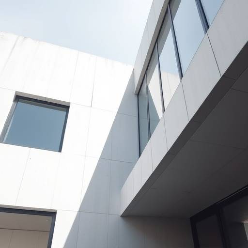 Architettura di un edificio moderno, con linee pulite e un gioco di luci e ombre che ne esalta la forma