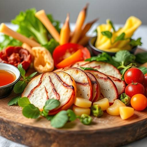 Food photography di un piatto gourmet, con ingredienti freschi e una presentazione artistica e invitante