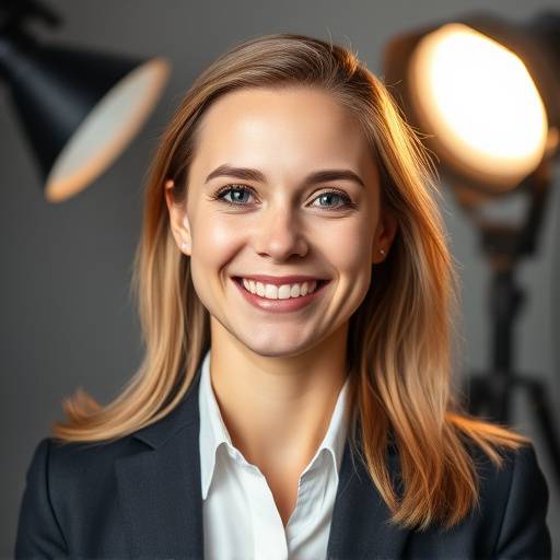 Professionista con un sorriso sicuro durante uno shooting aziendale