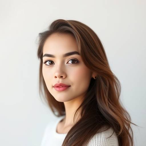 Ritratto di una giovane donna sorridente, con uno sfondo neutro e illuminazione naturale che esalta i lineamenti